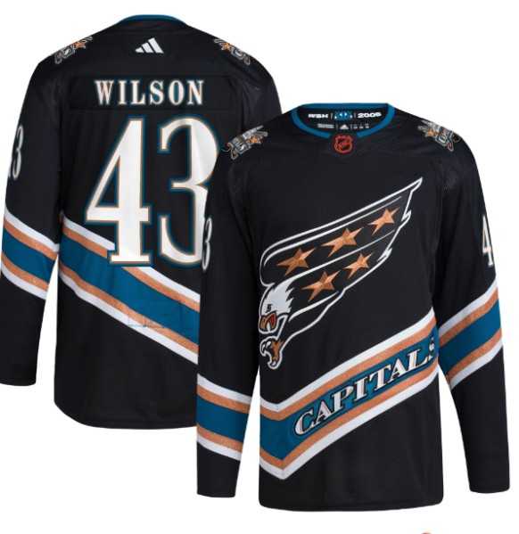 Men%27s Washington Capitals #43 Tom Wilson Black 2022-23 Reverse Retro Stitched Jersey Dzhi->nhl youth jerseys->NHL Jersey